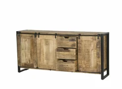 Dressoir Woodstock 200cm - mango massief & metaal - naturel & zwart