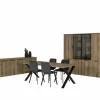 Eetkamer Bordo met 4 stoelen Runner - tafel 200x95cm - dressoir 217cm - barkast 197cm