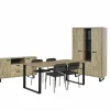 Eetkamer Como 1 met 4 stoelen Epoca antraciet - tafel 170x95cm - dressoir 170cm - kast 120cm