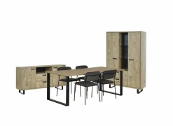 Eetkamer Como 1 met 4 stoelen Epoca antraciet - tafel 200x95cm - dressoir 170cm - kast 120cm
