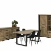 Eetkamer Estrella met 4 stoelen Charlton - tafel 220x95cm - dressoir 225cm - barkast 120cm