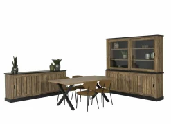Eetkamer Etienne met 4 stoelen Jumper - tafel 190x95cm - dressoir 221cm - opzetstuk 221cm