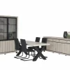 Eetkamer Eureka met 4 stoelen Quartz - tafel 190x95cm - dressoir 225cm - vitrinekast 133cm