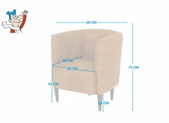 Fauteuil Navarra 69x66x75cm - stof - cognac