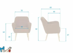 Fauteuil Pacha 70x60x82cm - stof - grijs