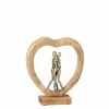 J line Figuur Koppel H35cm - mango massief & aluminium - naturel/zilver