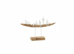 J line Figuur Mensen op bank H30,5cm - hout massief & metaal - naturel/wit