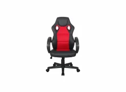 Gamestoel Compass 59x65x106cm - lederlook - zwart & rood