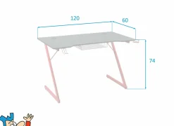 Gamingbureau Roald 120x60x74cm - melamine & metaal -  rood & zwart