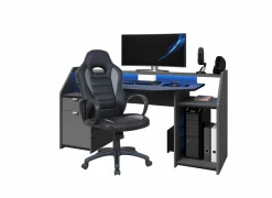 Gamingbureau Set Up 180x67cm - decor - zwart & grijs
