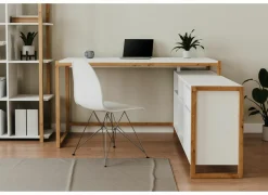 Hoekbureau Denver 139x142x75cm - decor - wit & artisanale eik