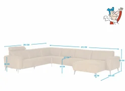 Hoeksalon 2290  371x281cm - stof - cognac met relax