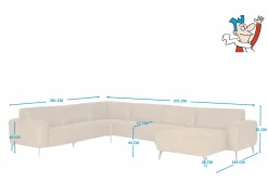 Hoeksalon 2290 371x281cm - stof - cognac