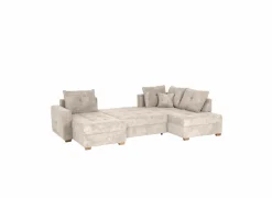 Hoeksalon Abby 311x170cm - stof - beige met bedfunctie