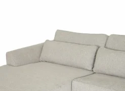 Hoeksalon Alcamo 331x184cm - stof - grijs met poef