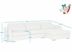 Hoeksalon Alcamo 331x184cm - stof - grijs met poef