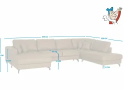 Hoeksalon Alicante 373x228cm - stof - cognac