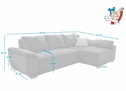 Hoeksalon Alster 268x161cm - stof - donkerblauw met bedfunctie