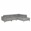 Hoeksalon Amira 290x228cm - stof - grijs met relax