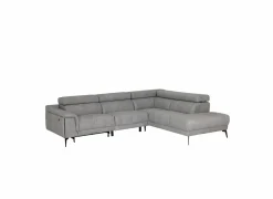 Hoeksalon Amira 290x228cm - stof - grijs met relax