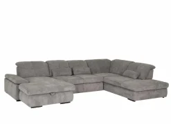 Hoeksalon Artus 371x260cm - stof - grijs