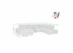 Hoeksalon Artus 371x260cm - stof - grijs