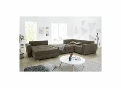 Hoeksalon Brixen 379x227cm - stof - bruin met bedfunctie