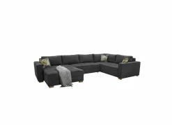 Hoeksalon Brixen 379x227cm - stof - donkergrijs met bedfunctie