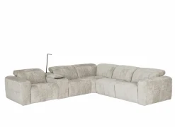 Hoeksalon Crow 334x301cm - stof - turtledove met 2 elektrische relaxen