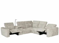 Hoeksalon Crow 334x301cm - stof - turtledove met 2 elektrische relaxen