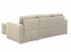 Hoeksalon Flemingsburg 226x165cm - stof - beige met bedfunctie en opbergruimte