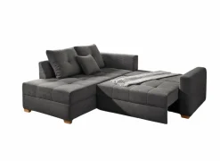 Hoeksalon Heidelberg 228x199cm - stof - grijs met bedfunctie & relax en opbergruimte