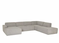 Hoeksalon Ibero 374x283cm - stof - grijs met zitdiepteverstelling