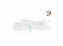 Hoeksalon Kelmis 323x178cm - stof - beige