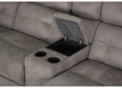 Hoeksalon Krall 344x300cm - stof - zilvergrijs - met relax