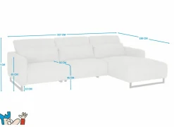 Hoeksalon Lexus 327x189cm - stof - grijs