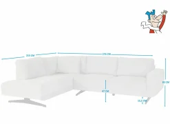 Hoeksalon Maltese  276x215cm - stof - lichtgrijs