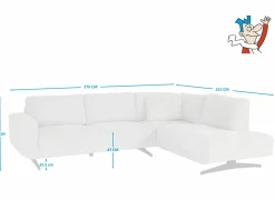 Hoeksalon Maltese 276x215cm - stof - lichtgrijs