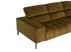 Hoeksalon Message-S 295x228cm - stof - goud met poef