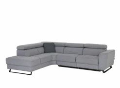 Hoeksalon Milton 302x238cm - stof - grijs met 2 elektrische relaxen