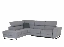 Hoeksalon Milton 302x238cm - stof - grijs met 2 elektrische relaxen