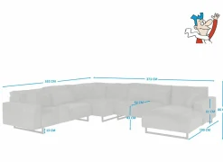 Hoeksalon Monolithos 373x332cm - stof - bruin