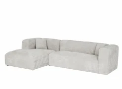 Hoeksalon Nuoro HB 295x170cm - ribfluweel - wit