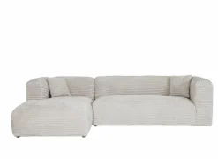 Hoeksalon Nuoro HB 295x170cm - ribfluweel - wit