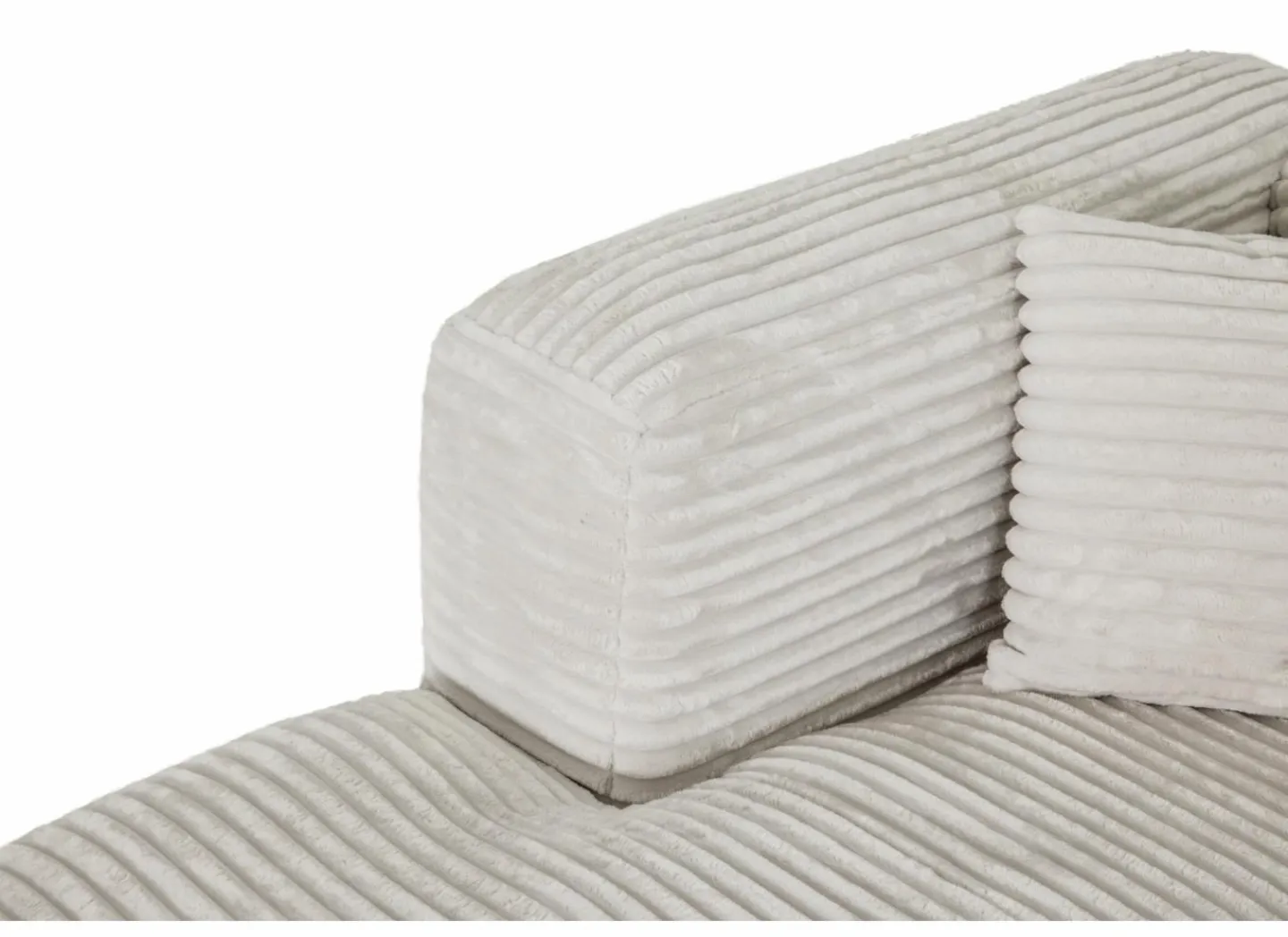 Hoeksalon Nuoro HB 295x170cm - ribfluweel - wit