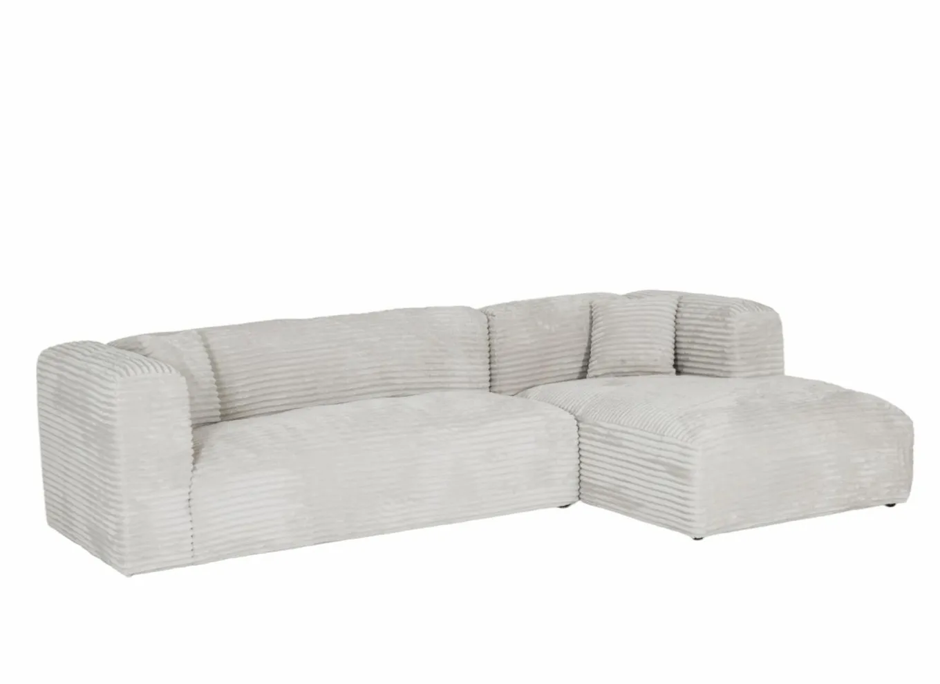 Hoeksalon Nuoro HB 295x170cm - ribfluweel - wit