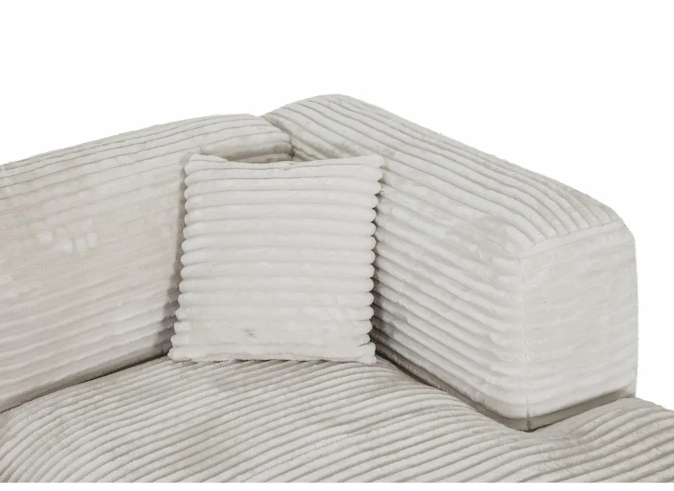 Hoeksalon Nuoro HB 295x170cm - ribfluweel - wit