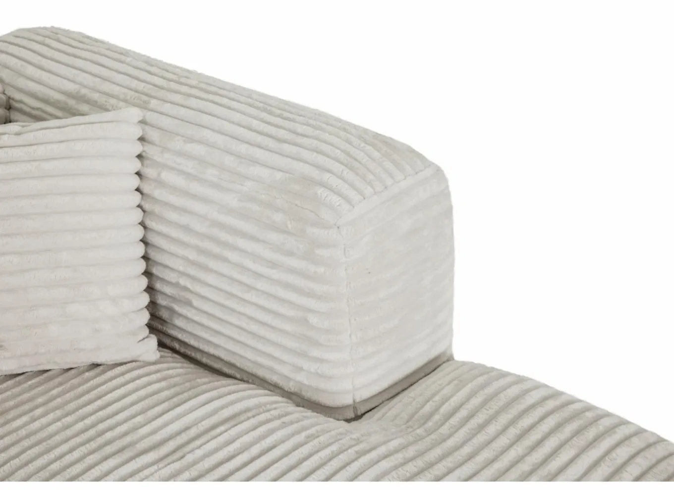 Hoeksalon Nuoro HB 295x170cm - ribfluweel - wit