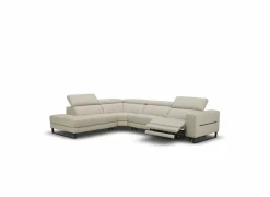 Hoeksalon Nyx 322x257cm - leder - lichtgrijs met relax