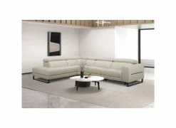 Hoeksalon Nyx 322x257cm - leder - lichtgrijs met relax